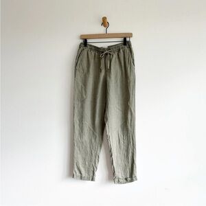 Part Two Copenhagen Linen Pants Elastic Waist Green Size 36 Small